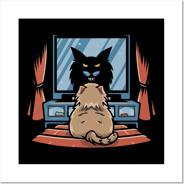Cat Watching Horror Movie